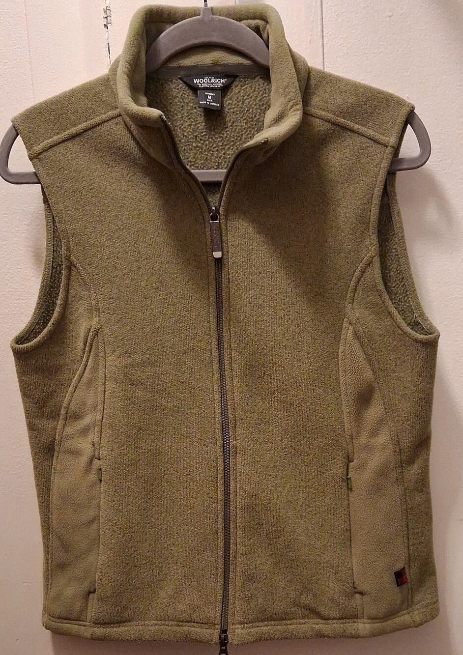 Woolrich Fleece Vest Womens Size Medium Green Aloe Full Zip with pockets